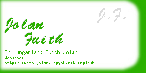 jolan fuith business card